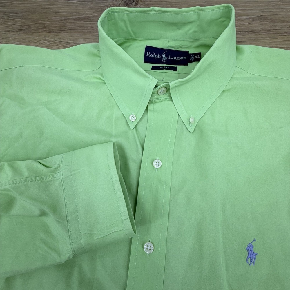 Polo Ralph Lauren "Blake" Men's Button Down Shirt - Solid Green - Size XL - EUC